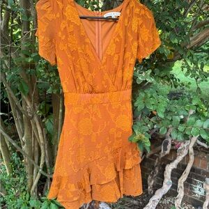 Allison and Kelly Vibrant Orange Lace Mini Dress/Skort. Flowy jumper